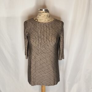 Yala Long Sleeve Dress with Black and Tan Pattern